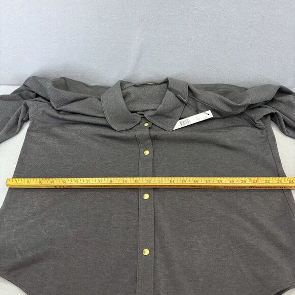 Elie Tahari Women’s X-Large Shacket Blanket Gray Snap Button Front Jacket Casual - Picture 12 of 14